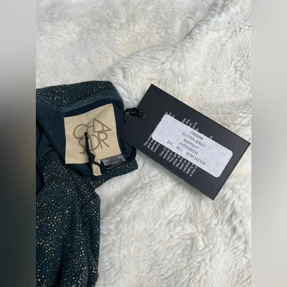 Chaser Glitter Jersey Bodysuit Evergreen Long Sleeved Keyhole Open Back Size M - Picture 9 of 11